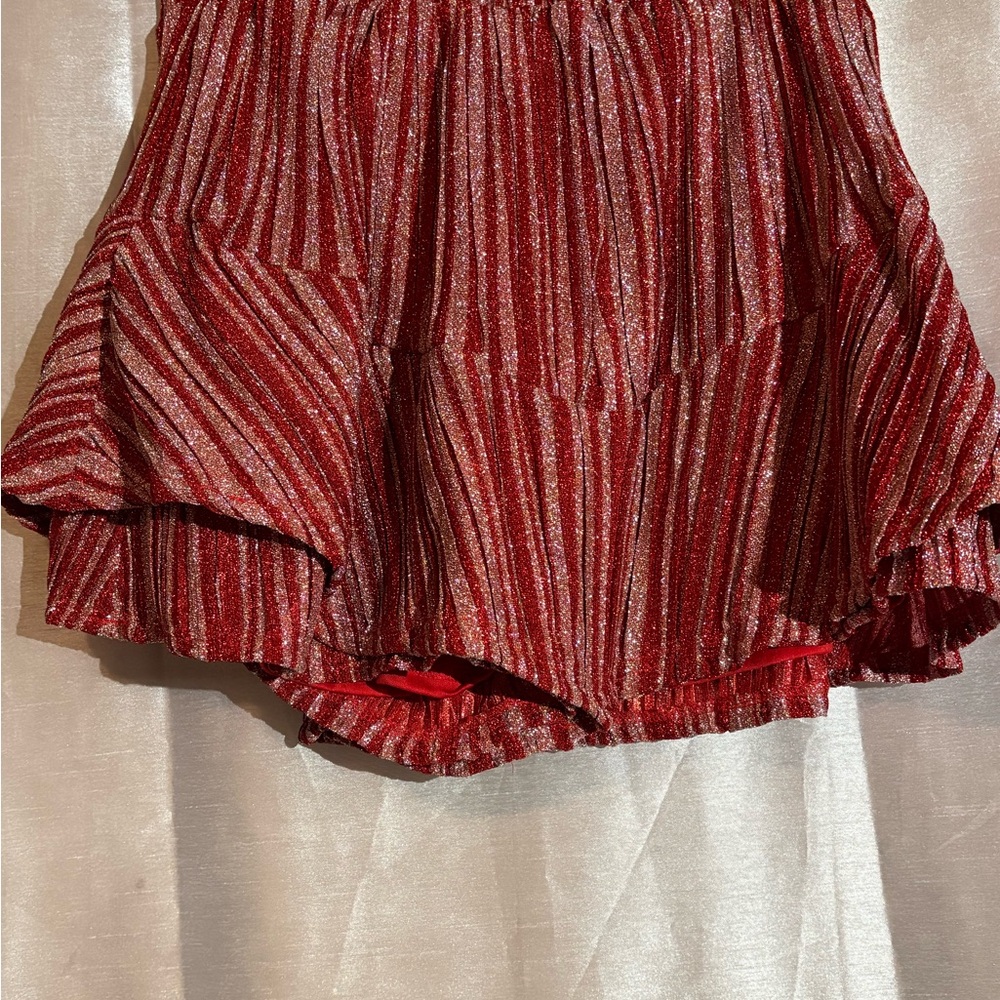 Elegant Red Striped Glitter Swing Shorts by Talulah size L NWT